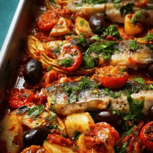 Puttanesca fish tray bake