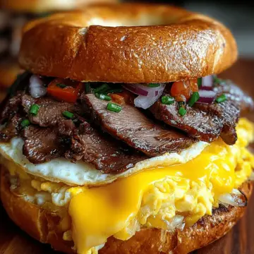 Breakfast: Steak Egg and Cheese Bagel Recipe