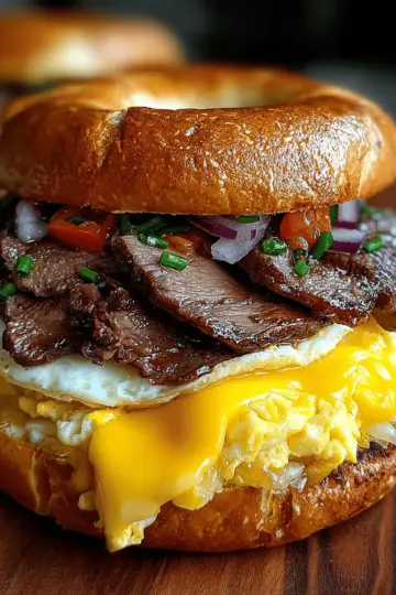 Breakfast: Steak Egg and Cheese Bagel Recipe