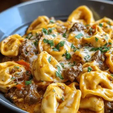 Cheesesteak Tortellini in a Rich Provolone Sauce Delight