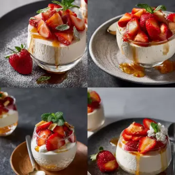 Honey-Ricotta Mousse with Strawberries