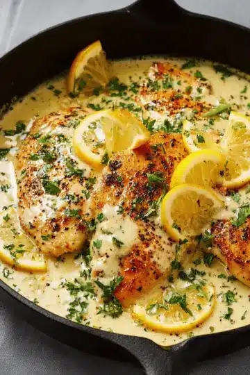 Creamy Lemon Garlic Skillet Chicken