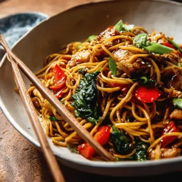15 Minute Sesame Garlic Chicken Lo Mein