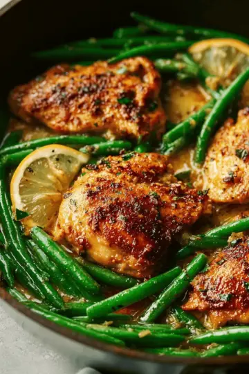 Lemon Garlic Butter Chicken and Green Beans Skillet