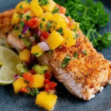 Coconut Crusted Salmon with Mango Pineapple Salsa