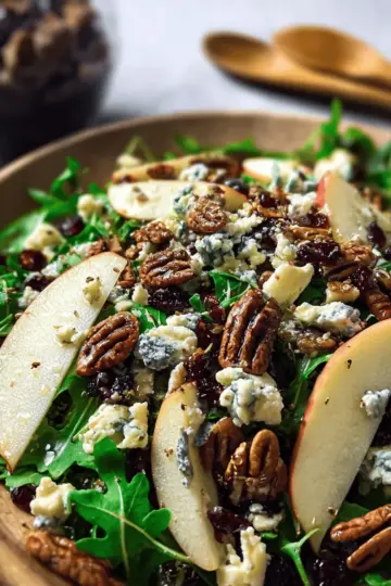 Easy Blue Cheese Apple Salad with Arugula and Pecans