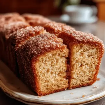 Spiced Apple Cider Donut Loaf with a Cinnamon Sugar Crust