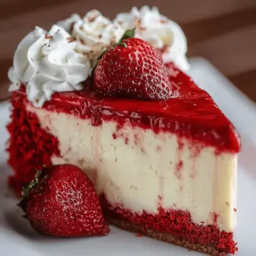 Easy Red Velvet Strawberry Cheesecake