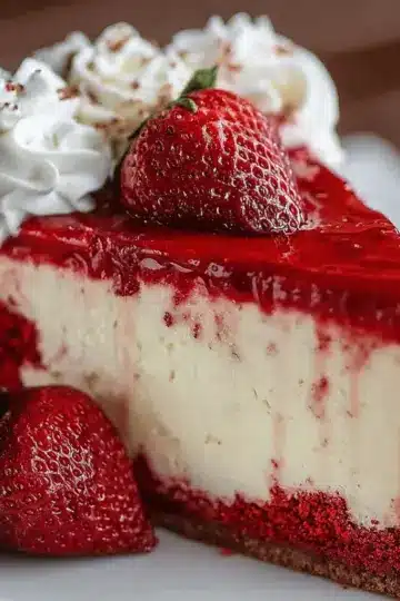 Easy Red Velvet Strawberry Cheesecake
