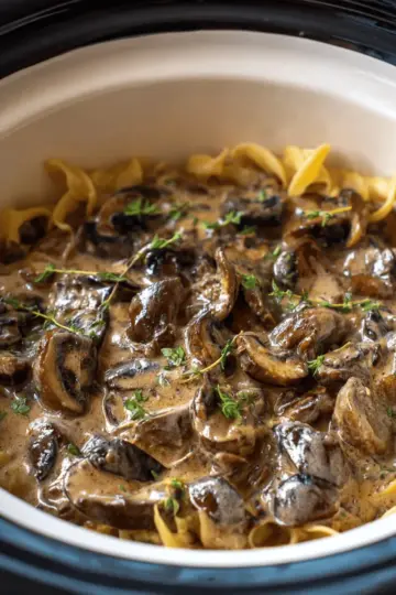 Slow Cooker Mushroom Stroganoff