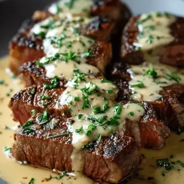 Juicy Steak with Creamy Garlic Sauce