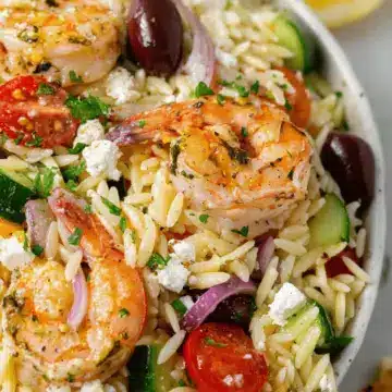 Greek Orzo Salad with Shrimp