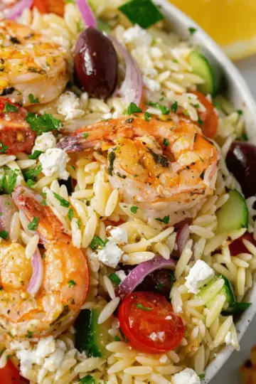 Greek Orzo Salad with Shrimp