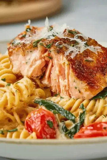Healthy & Creamy Tuscan Salmon Pasta