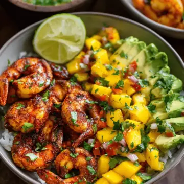 Chili Lime Shrimp Bowls with Mango-Avocado Salsa