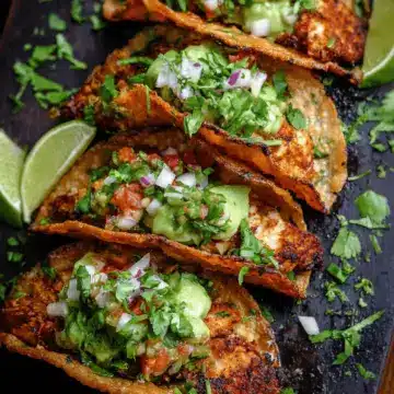 Crispy Poblano Chicken Tacos with Avocado-Jalapeño Salsa