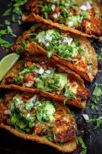 Crispy Poblano Chicken Tacos with Avocado-Jalapeño Salsa