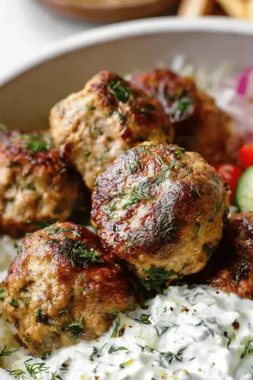 Healthy Greek Turkey Meatballs With Tzatziki