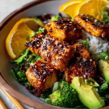 Crispy Orange Salmon Bowls