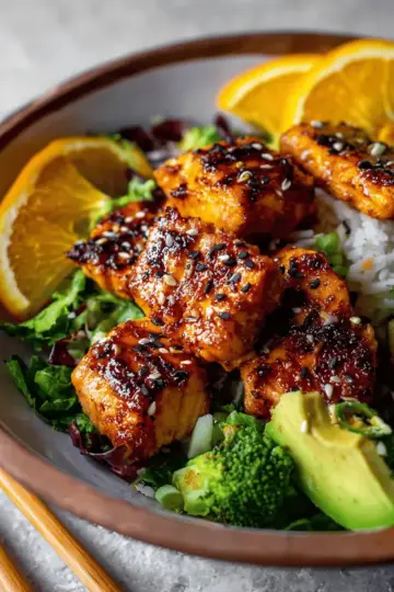 Crispy Orange Salmon Bowls
