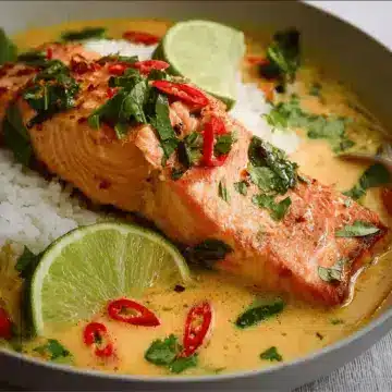 Poached Salmon in Coconut Lime Sauce