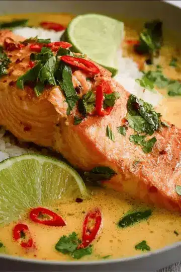 Poached Salmon in Coconut Lime Sauce