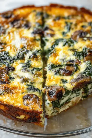 Spinach and Mushroom Crustless Quiche