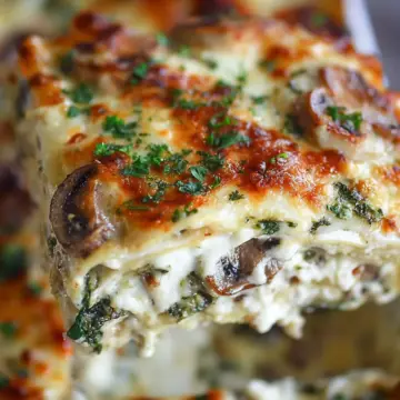 Creamy Spinach and Mushroom Lasagna