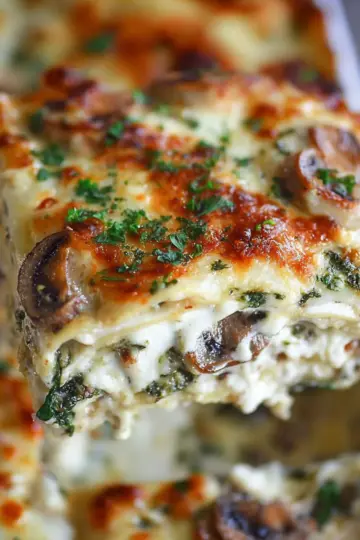 Creamy Spinach and Mushroom Lasagna