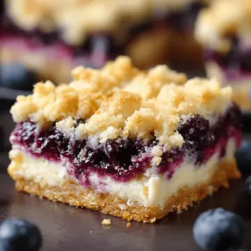 Blueberry Cream Cheese Crumb Bars