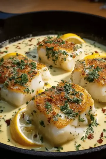 Baked Cod in Coconut Lemon Cream Sauce