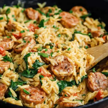 Creamy Chicken Sausage Orzo Skillet