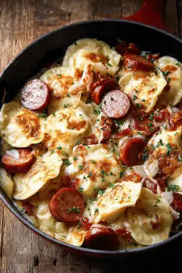 Pierogi and Kielbasa Skillet