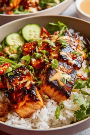 Honey Glazed Salmon Bowls