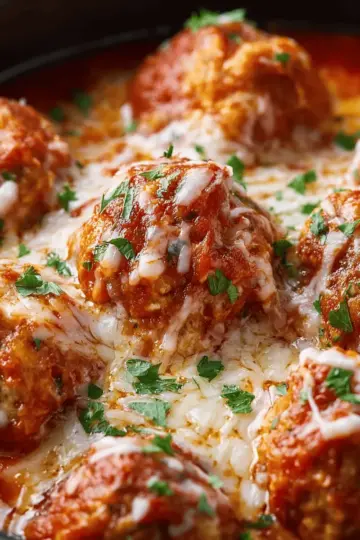 Slow Cooker Chicken Parm Meatballs