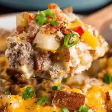 Crock Pot Cheesesteak Potato Casserole