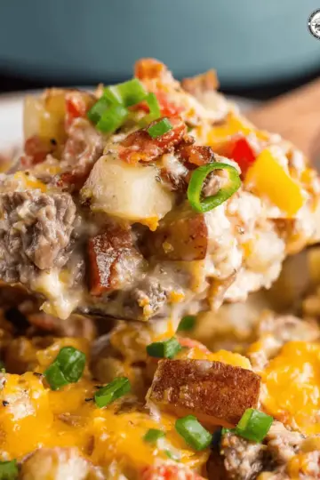 Crock Pot Cheesesteak Potato Casserole