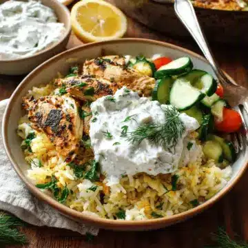 Dump-and-Bake Chicken Tzatziki with Rice