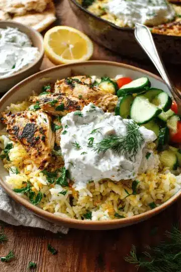 Dump-and-Bake Chicken Tzatziki with Rice