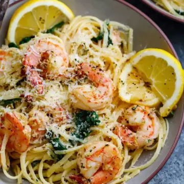 Lemon Garlic Parmesan Shrimp Pasta