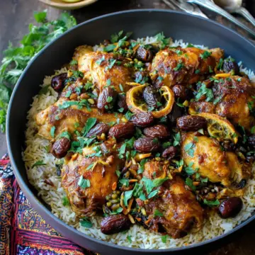Moroccan Chicken and Rice with Dates & Olives