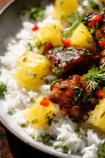 30 Minute Pineapple Chicken with Coconut Rice
