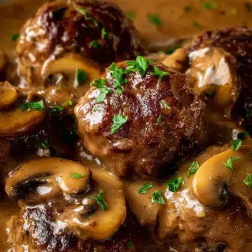 Salisbury steak meatballs with mushroom gravy