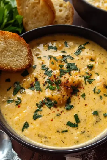 Hearty Cheddar Garlic Herb Potato Soup