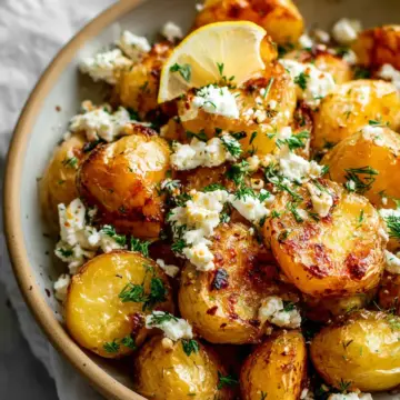 Easy Greek Roast Potatoes With Lemon And Feta