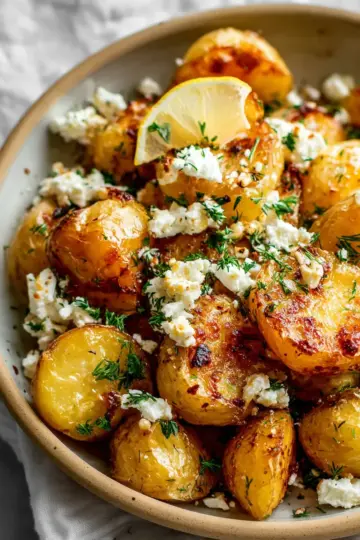 Easy Greek Roast Potatoes With Lemon And Feta