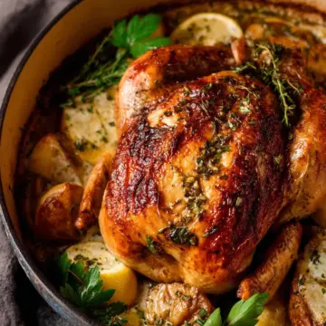 Creamy Lemon and Herb Pot Roasted Chicken