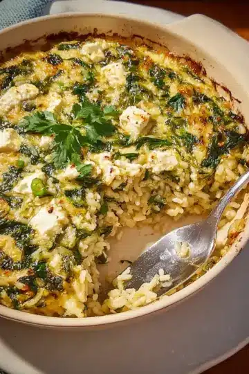 Spinach, Feta & Rice Casserole