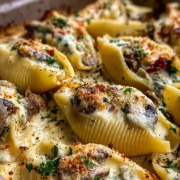 Creamy Garlic Mushroom Stuffed Shells