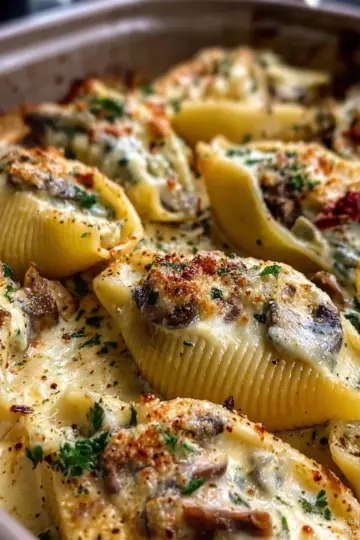 Creamy Garlic Mushroom Stuffed Shells